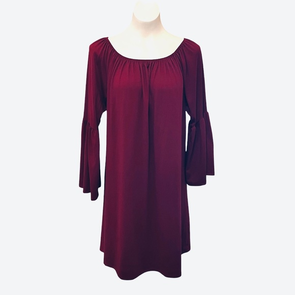 LA Gypsy Burgundy 1X Tunic Bell Sleeve Top - Picture 1 of 8